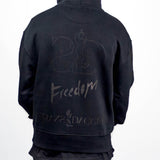 Black Snakestream Freedom design hooded sweatshirt / black print design details
