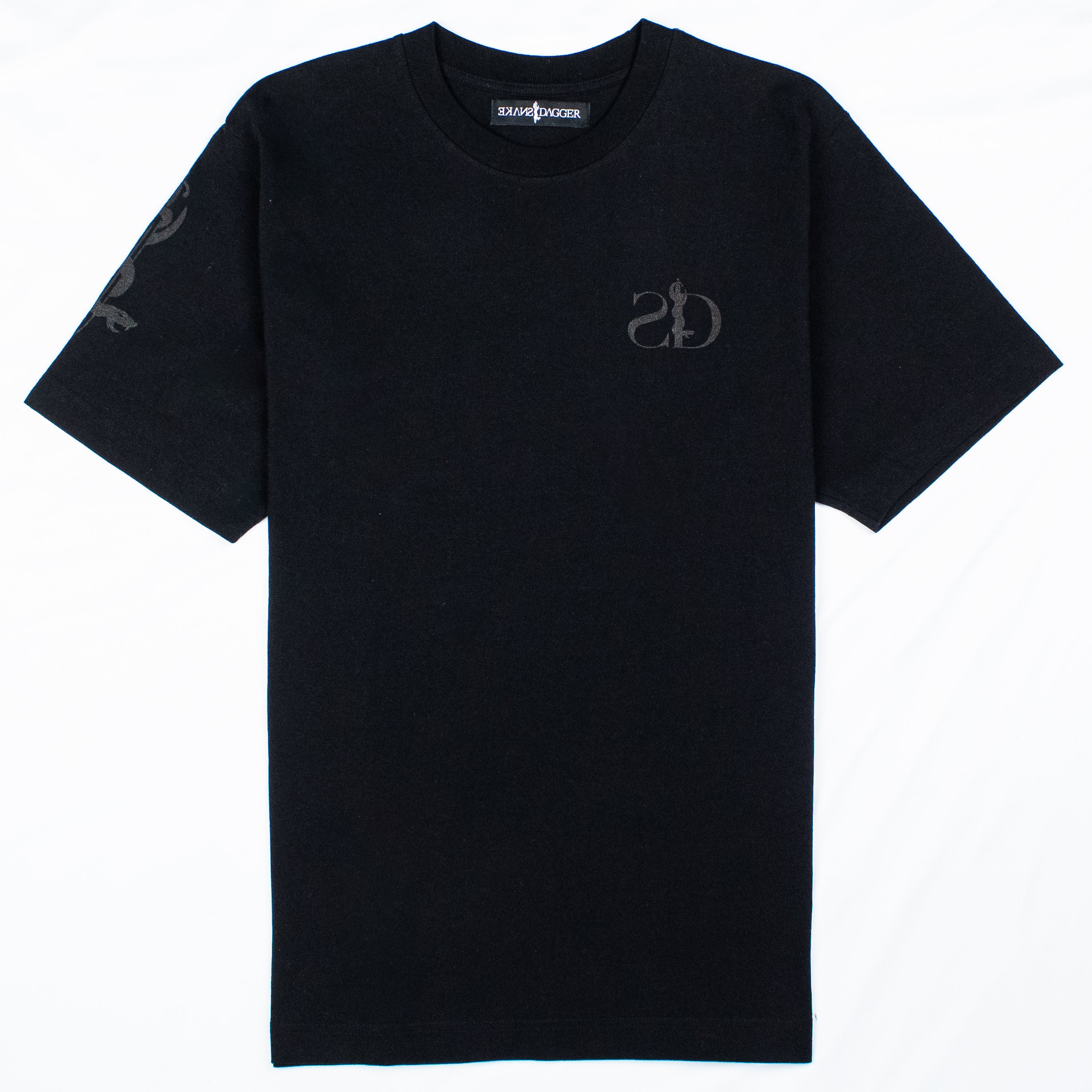 Black short sleeve multi logo t-shirt / black print design