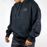 Black multi logo hooded sweatshirt / black print